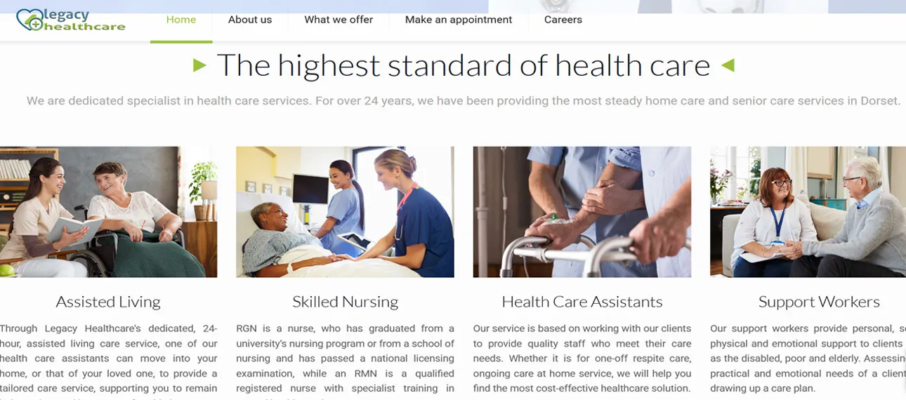 Responsive website design for Legacy Healthcare